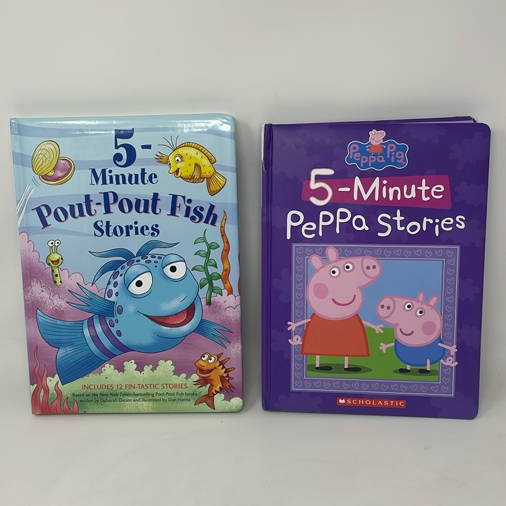 Set of 2 Child Books 5-Minute Peppa Stories and 5-Minute Pout-Pout Fish Stories